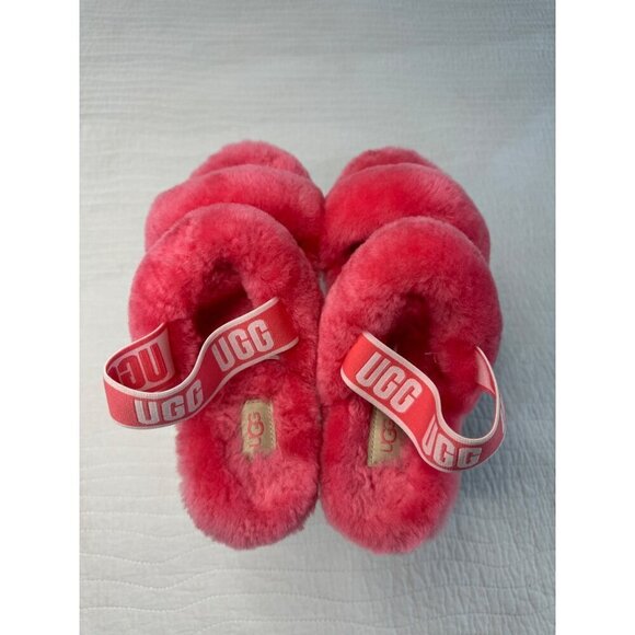 Ugg Womens SZ 8 Fluff Yeah Slide Slippers Pink Shearling Open Toe Indoor/Outdoor - Picture 8 of 9